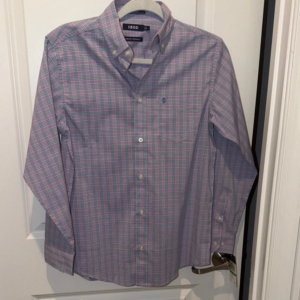 Izod Boy's Lavender and White Plaid Shirt Bundle - Picture 6 of 8